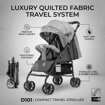 Luxury Quilted Fabric Compact Travel Stroller