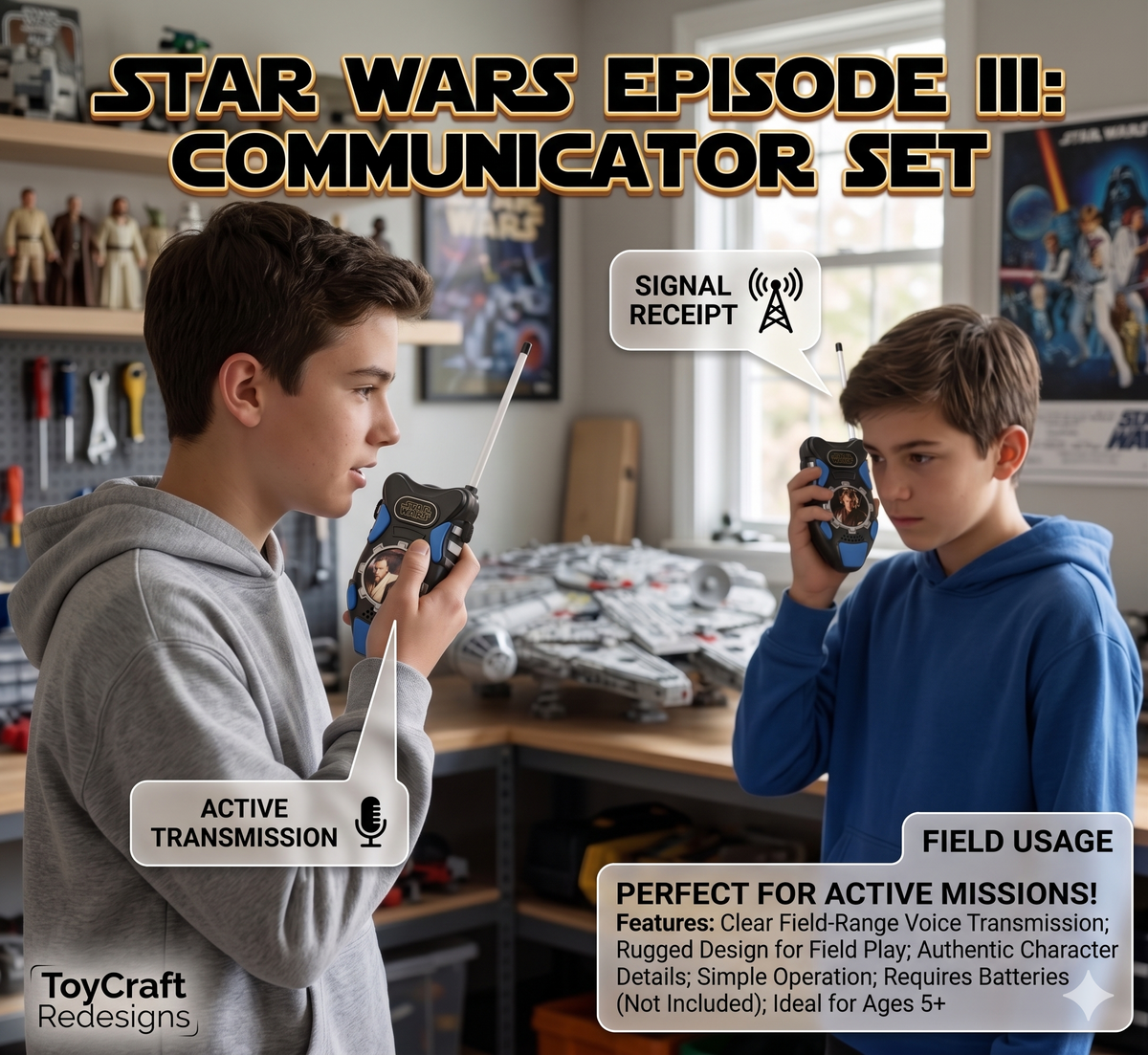 Star Wars Episode III Communicator Set – Long Range Walkie Talkies for Kids