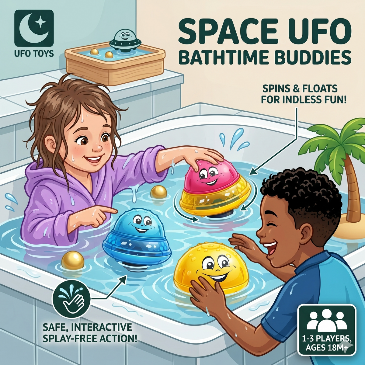 2 in 1 Multifunctional UFO Bath Toy With Light And Sound