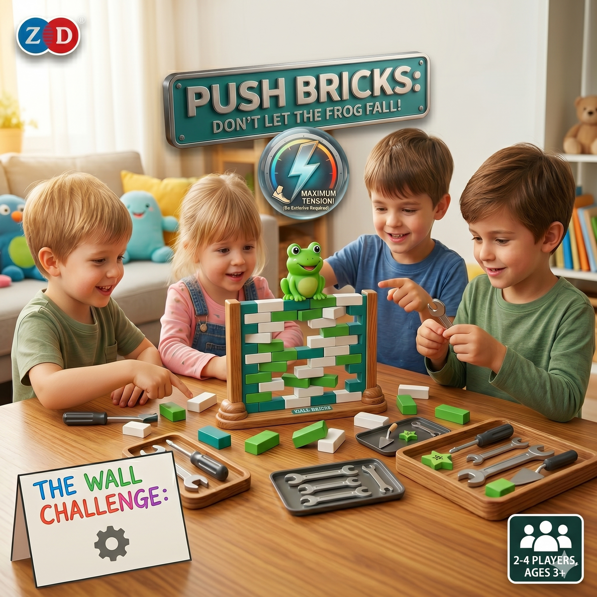 Penguin/Frog Wall Stacking Bricks Game