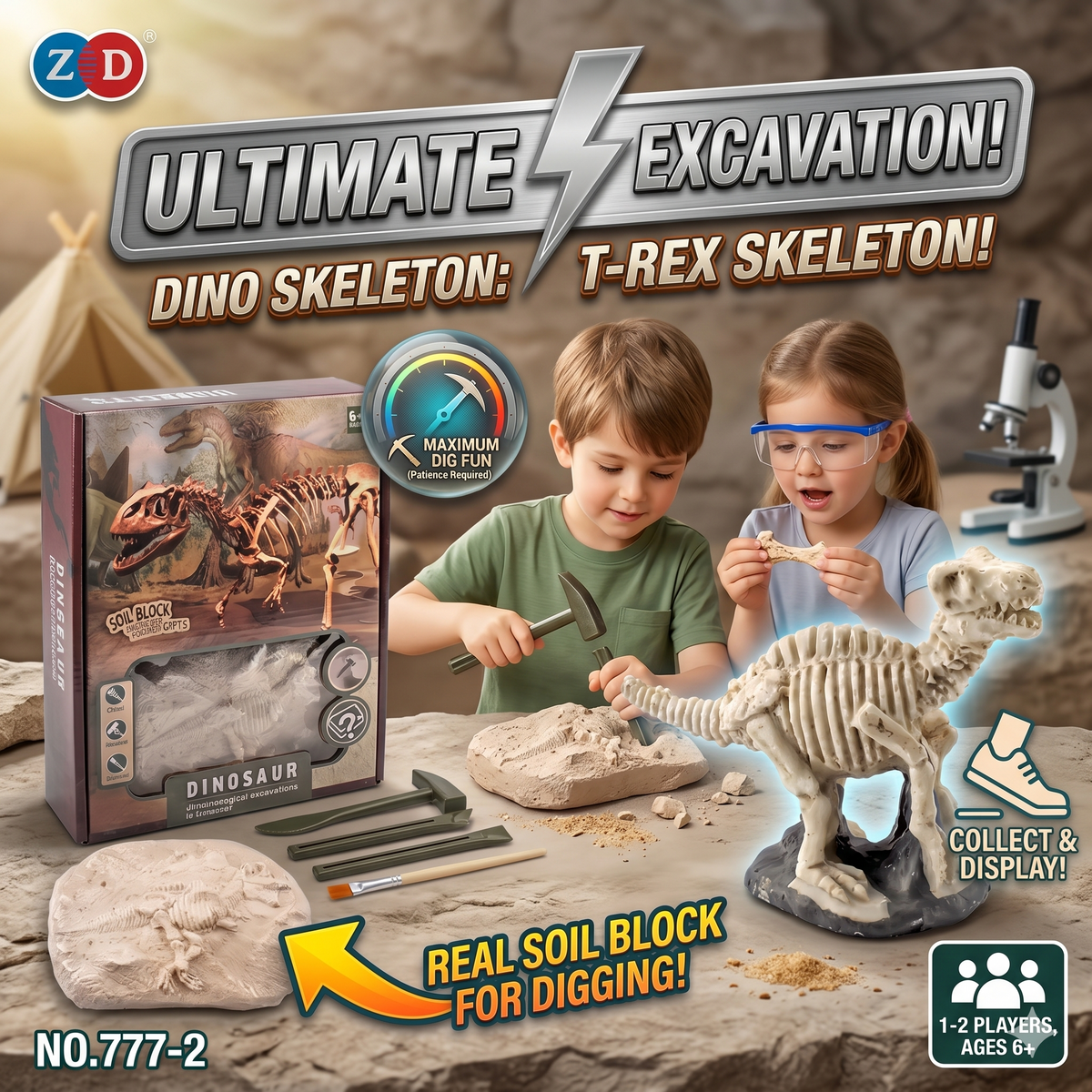 Dinosaur Skeleton Soil Excavation Model Kit (Large Size)