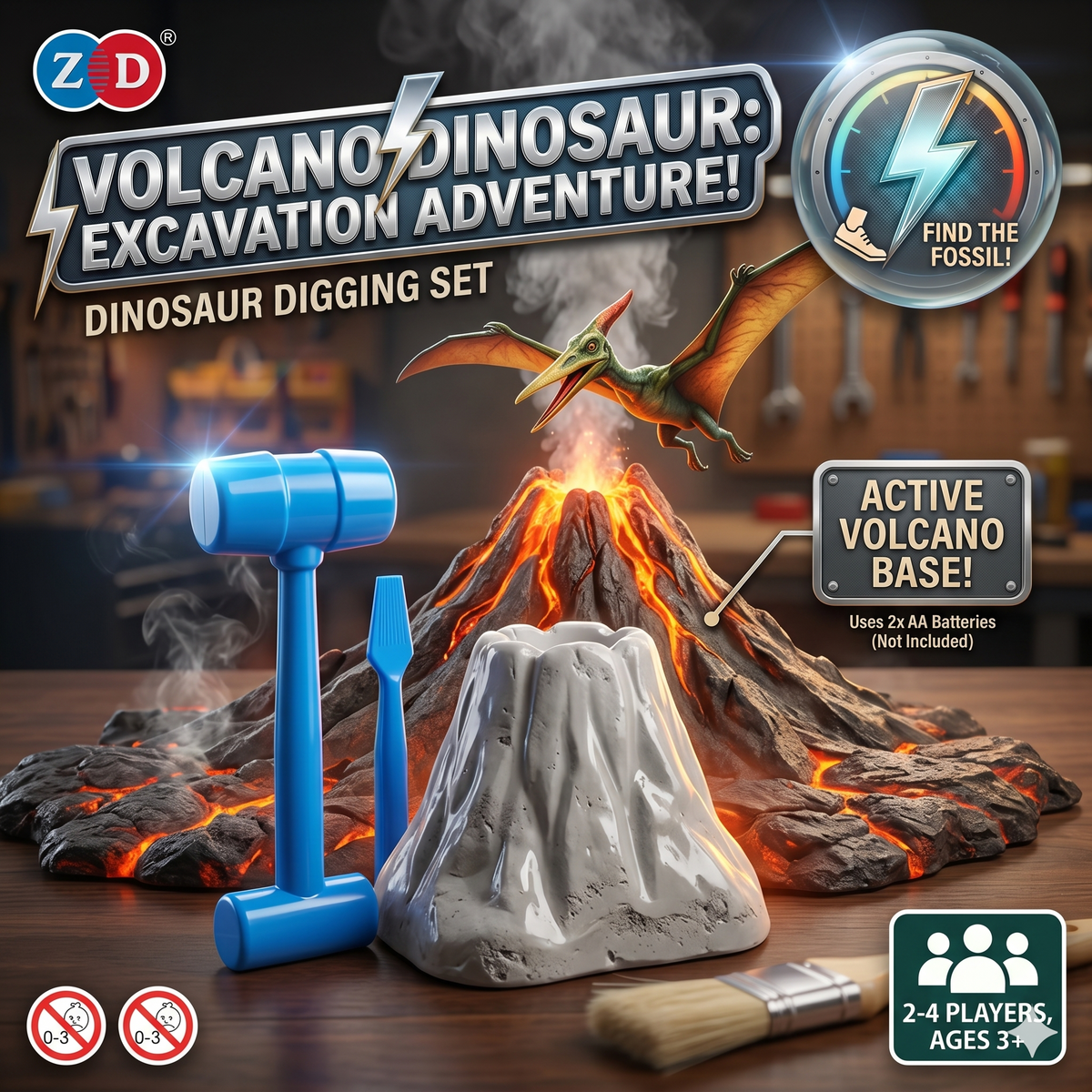 Excavation Paleontologist Dinosaur Volcano Kit