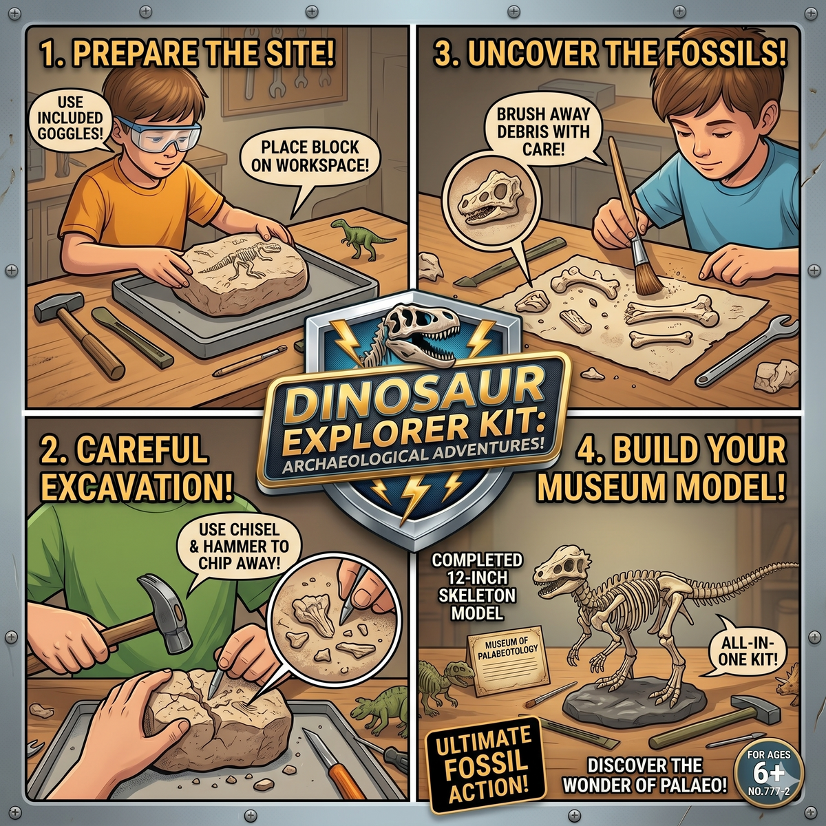 Dinosaur Skeleton Soil Excavation Model Kit (Large Size)