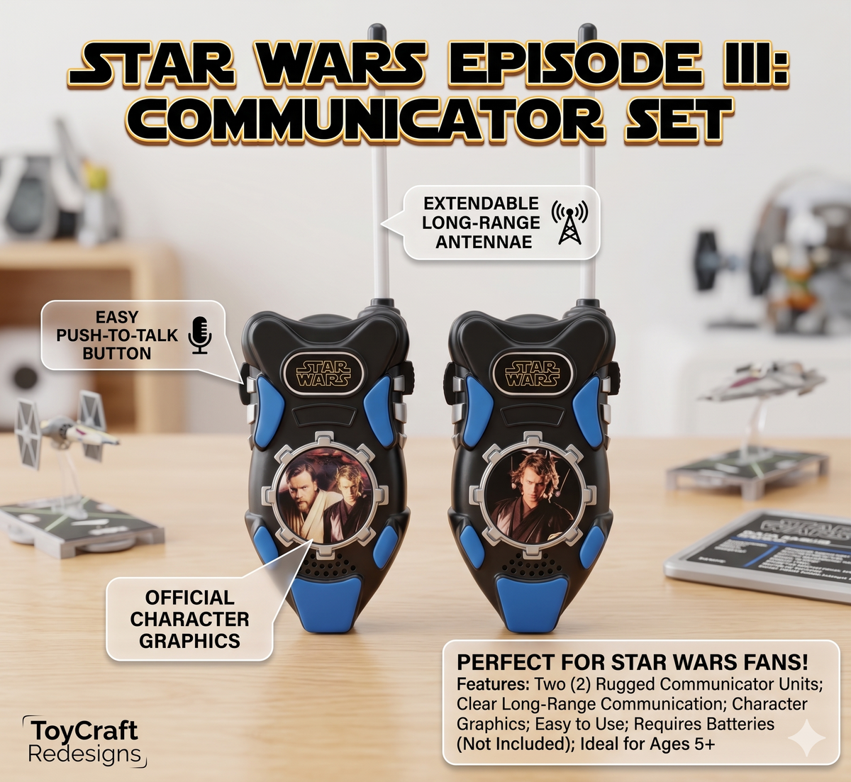 Star Wars Episode III Communicator Set – Long Range Walkie Talkies for Kids