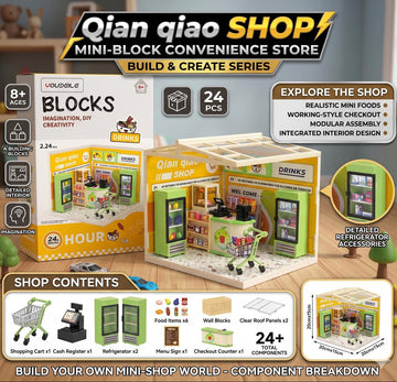 124 Pcs DIY Miniature Shopping Mart Block Set